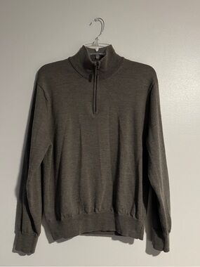 Jos. A. Bank Men's Half-Zip Sweater, Pull-Over in Dark Olive
